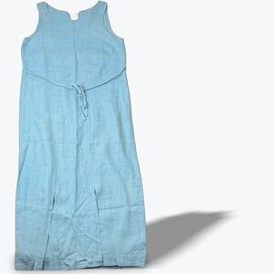 Vintage Harve Benard by Benard Holtzman Pure Linen Maxi Dress Light Blue Size 10